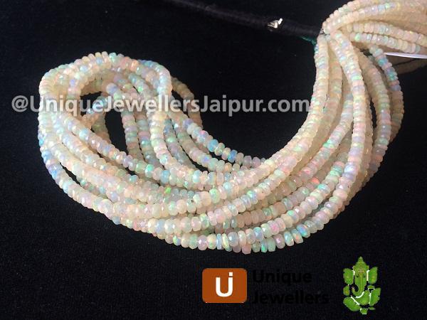 Off White Ethiopian Opal Faceted Roundelle Beads